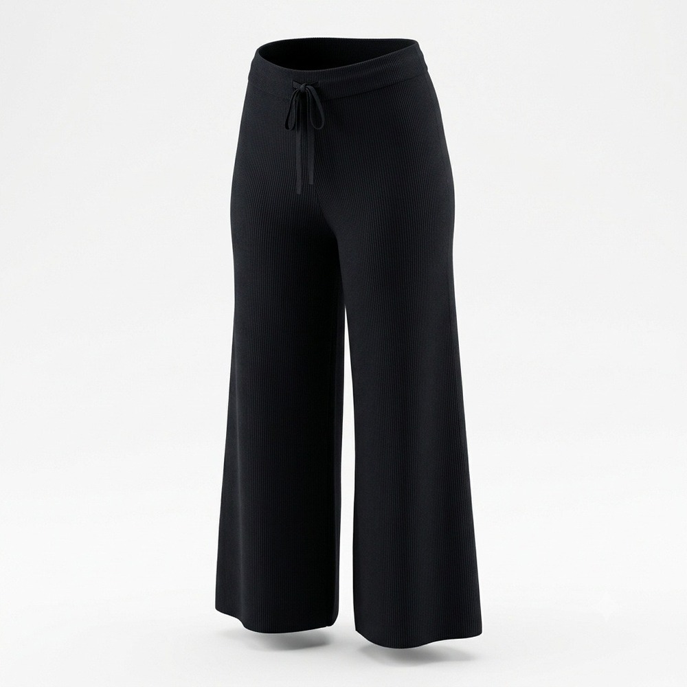Lauren Ralph Lauren Black Rib Knit Wide Leg Drawstring Pants Plus Size XXL NWOT
